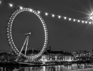 grayscale photography of london eye thumbnail
