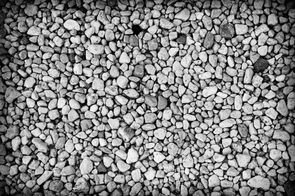 grayscale photo of pebbles preview