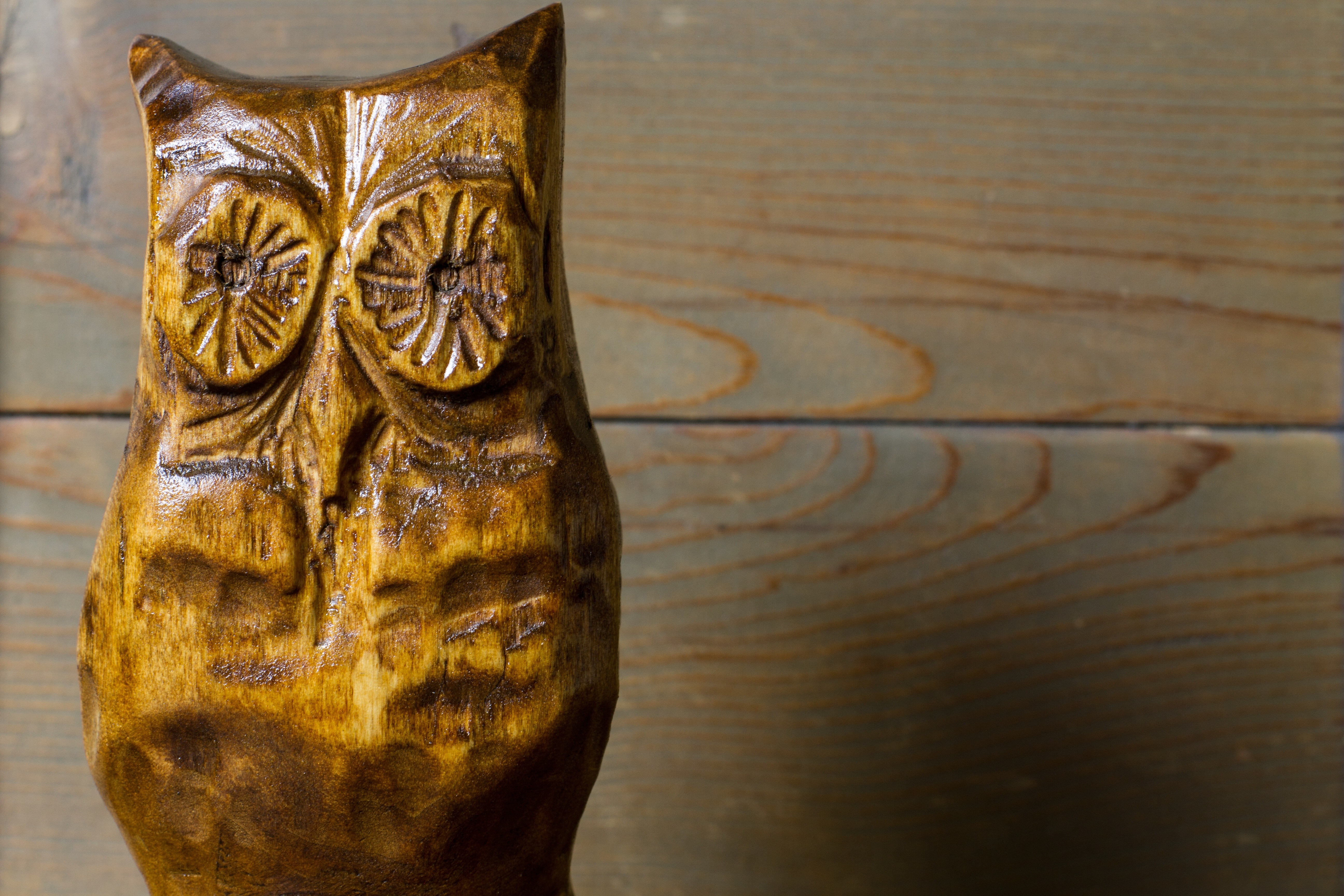 brown wooden owl cutout decor
