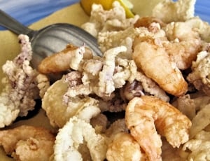 fried shrimp on blue ceramic bowl thumbnail