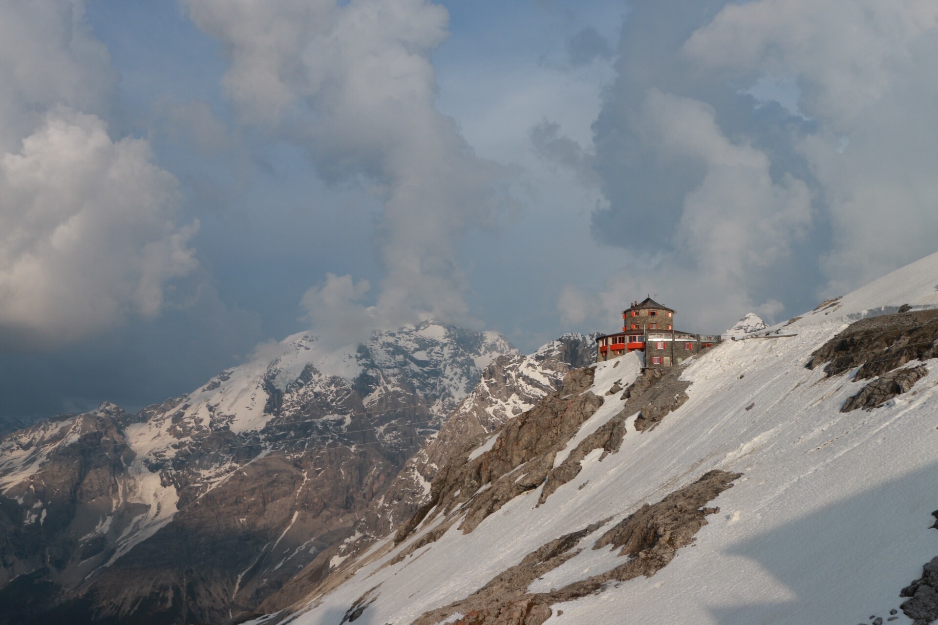 temple on snowcapped mountain
