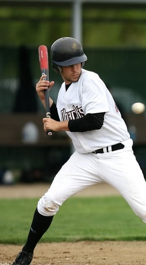 men's white baseball jersey suit and black helmet with baseball bat thumbnail