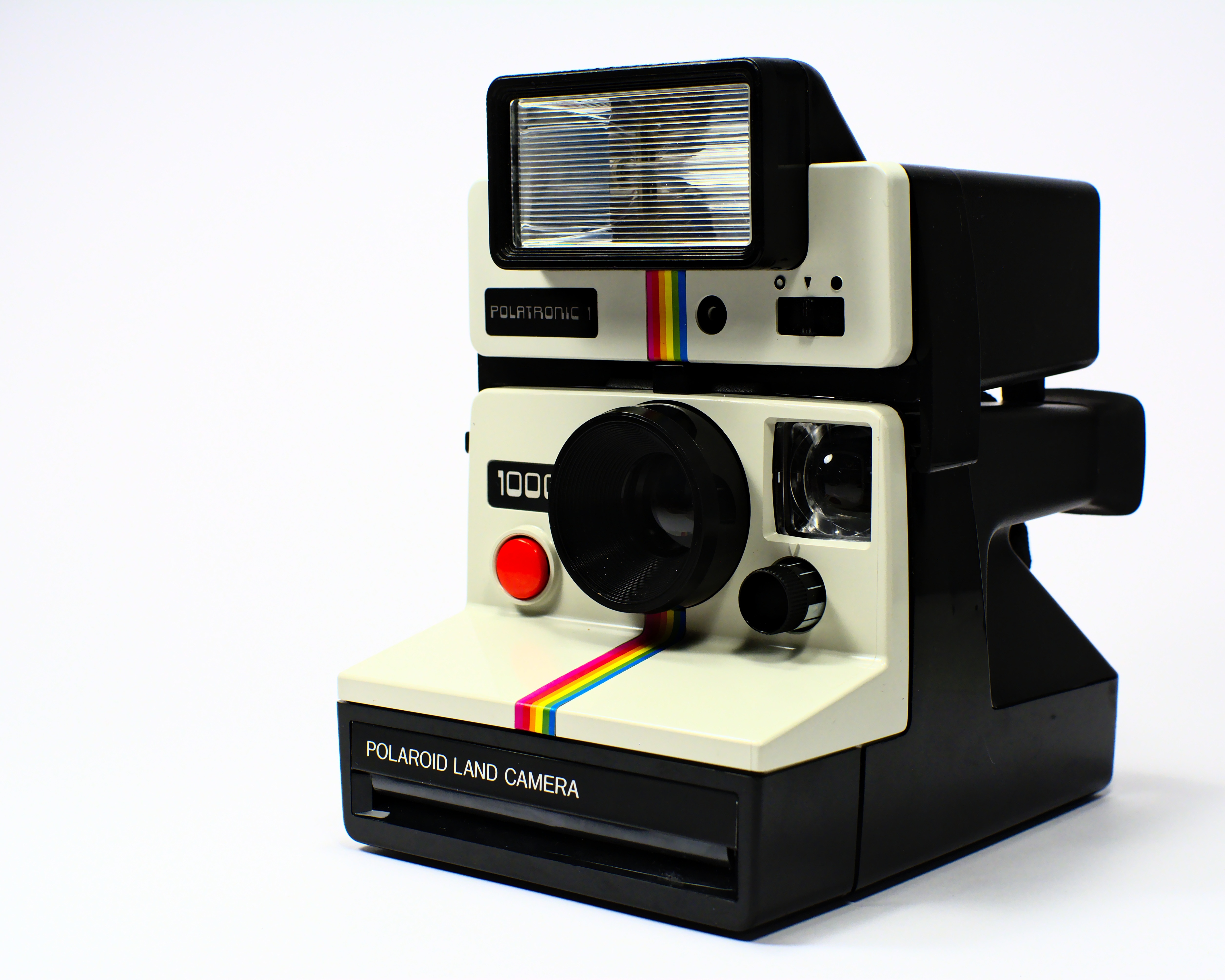 black and white polaroid instant camera