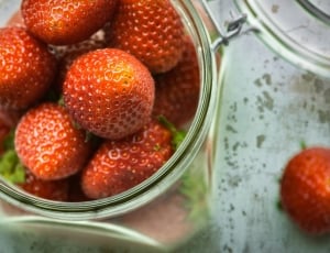 red, fruit, strawberry, glass, fruit, strawberry thumbnail