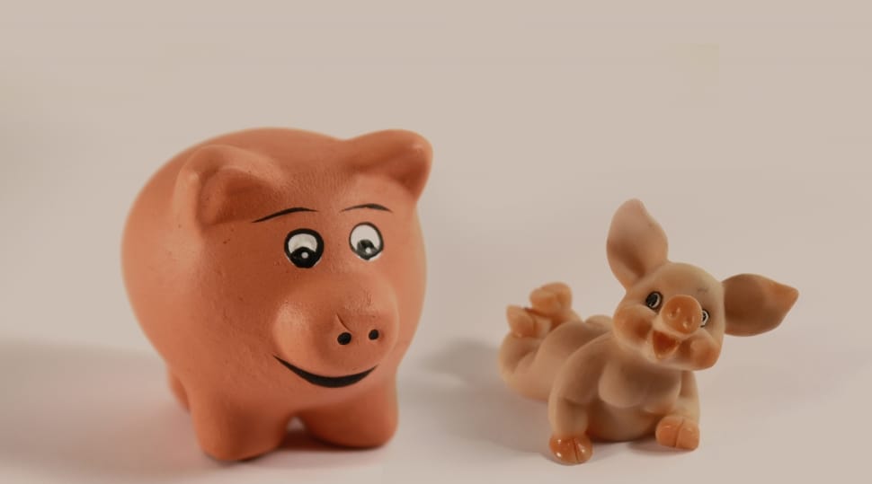 two pink pig figurines on white flooring preview