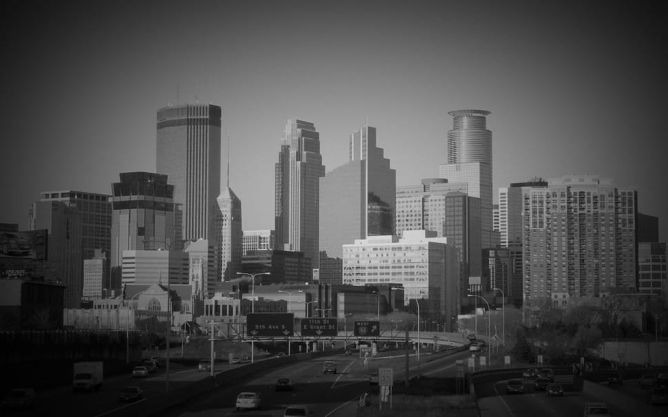 grayscale photo of cityscape preview