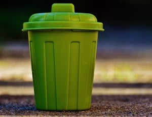 Bucket, Garbage Can, Green, Garbage, green color, focus on foreground thumbnail