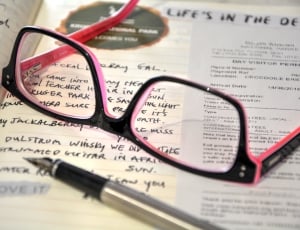 black and pink frame eyeglasses thumbnail