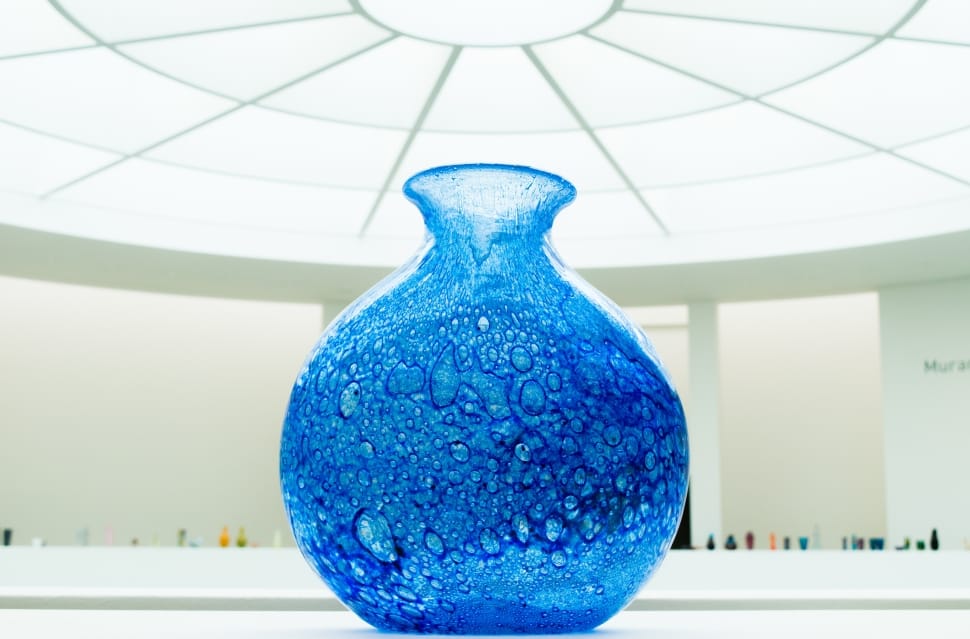 blue glass vase preview