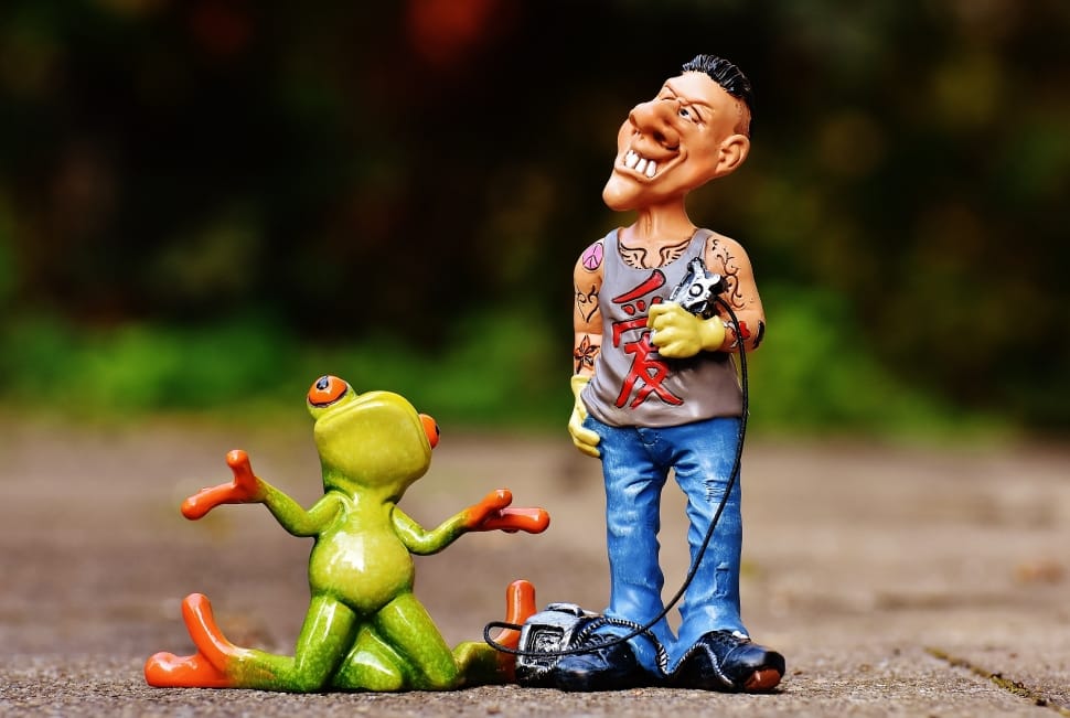 man and frog ceramic figurine preview