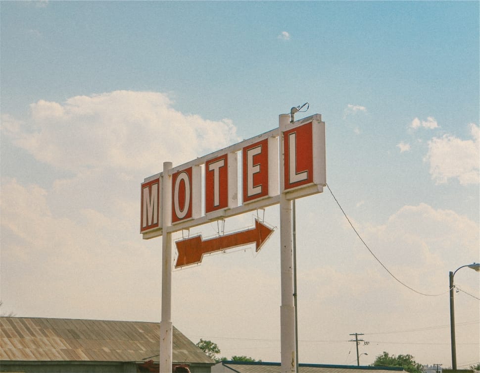 red and white motel signage preview