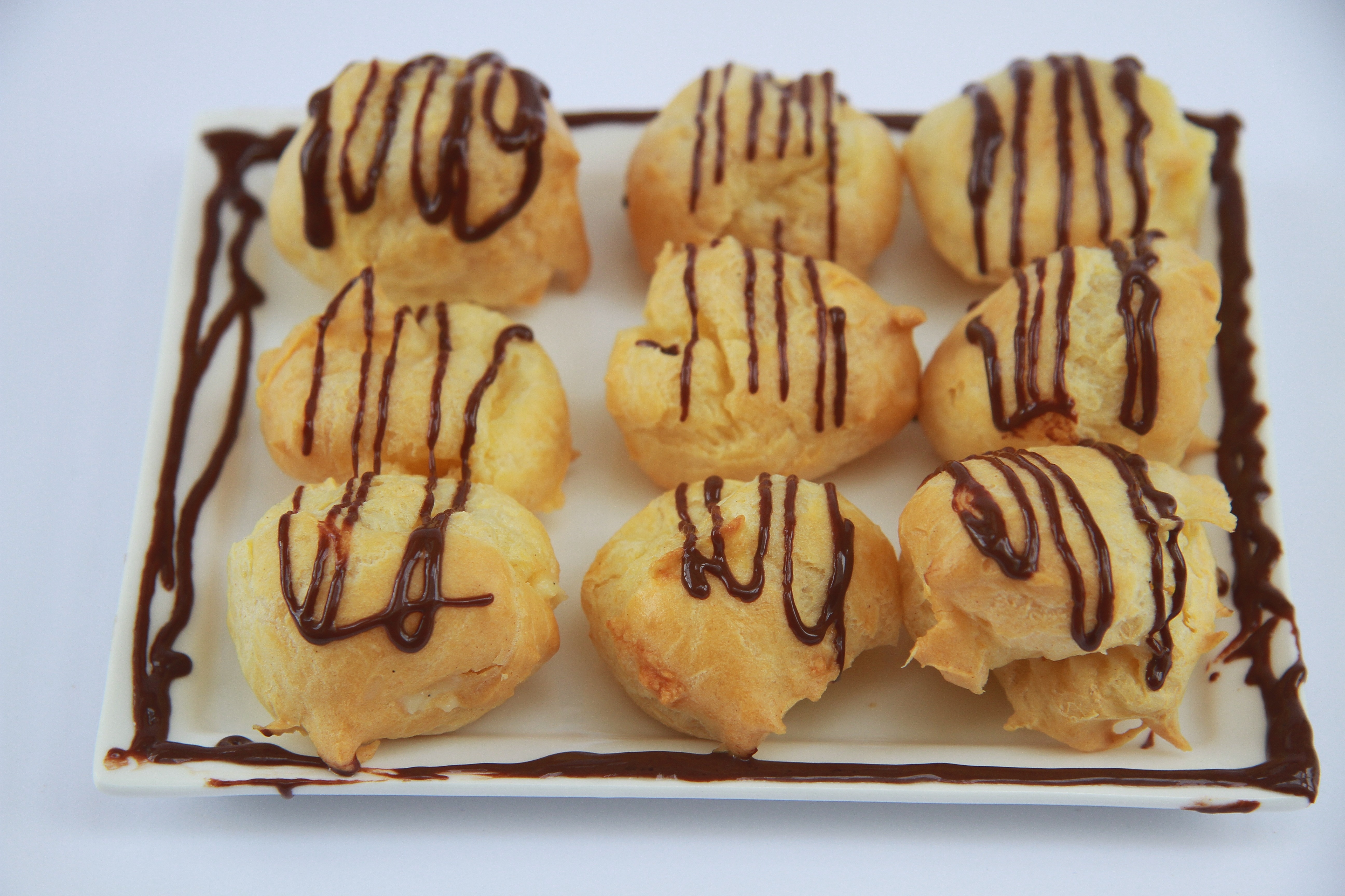 pastry with chocolate toppings