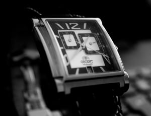 black strap silver chronograph watch thumbnail