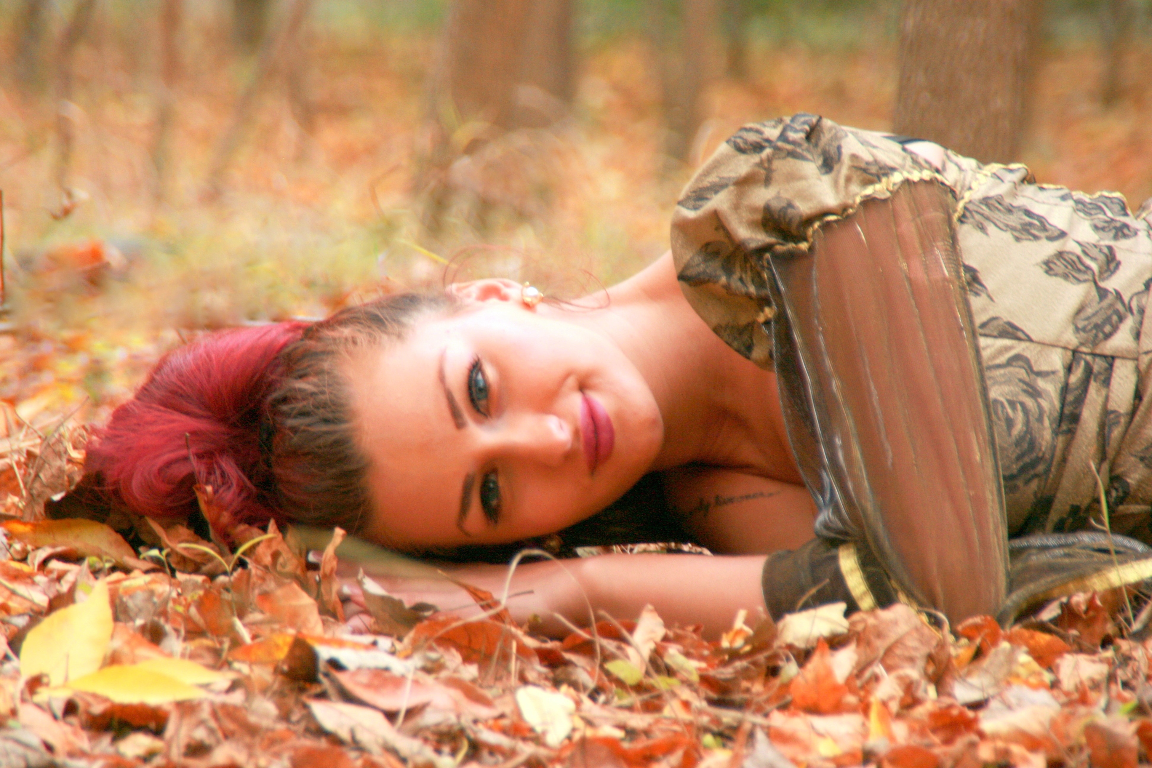 Girl, Leaves, Yellow, Princess, Autumn, lying down, one woman only
