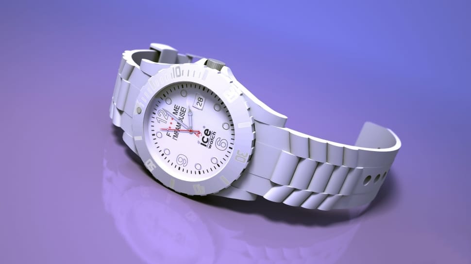 white sports band round analog watch preview