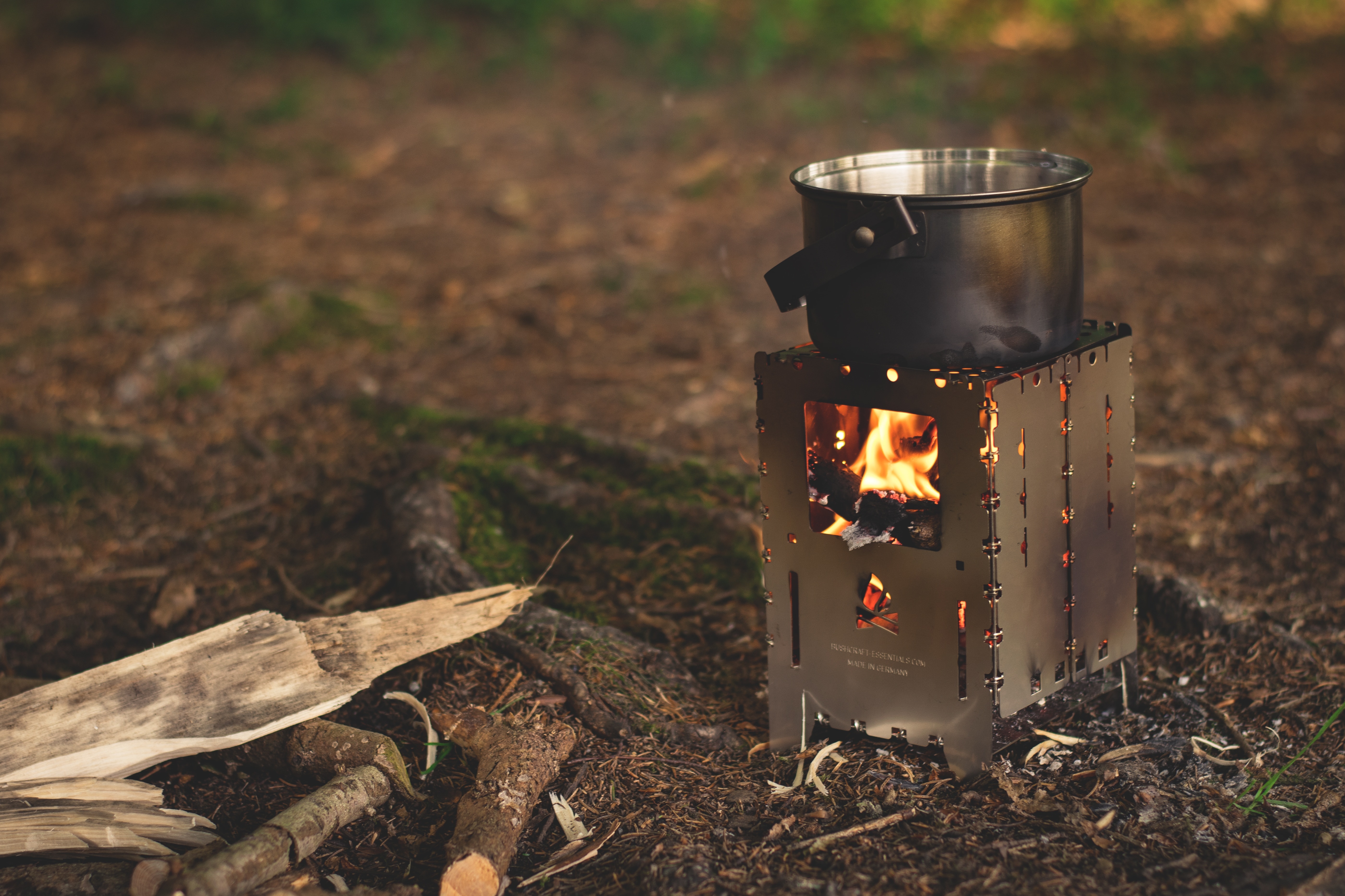 wood burner and cooking pot