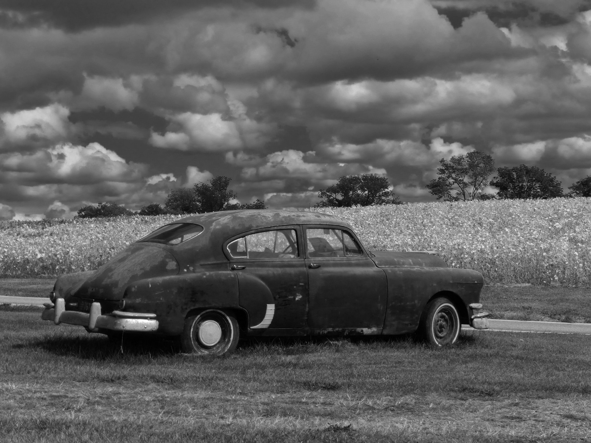 classic car grey scale photo