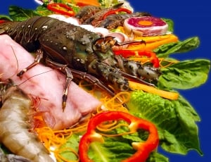Lobster and shrimps in close up photography thumbnail