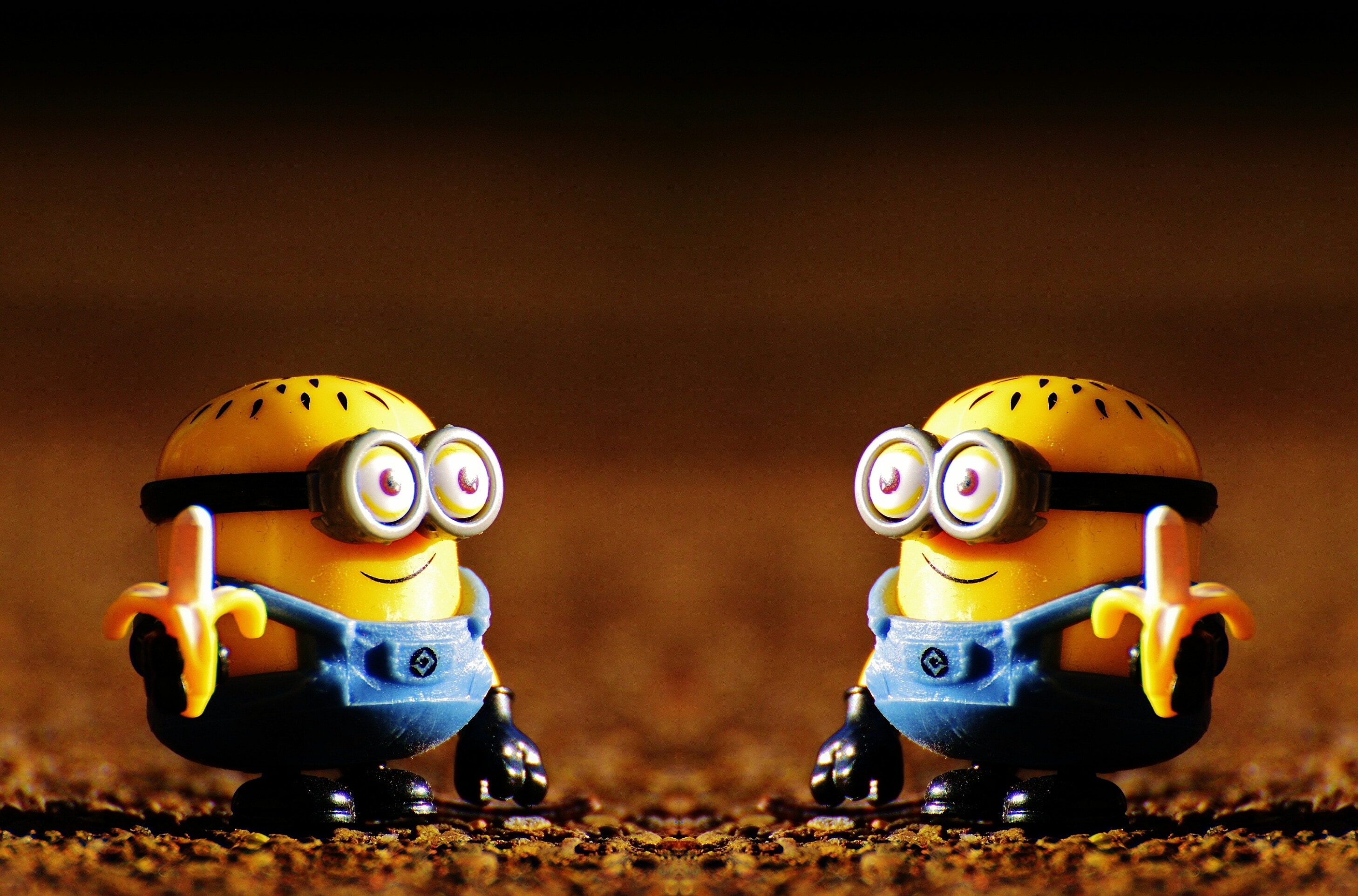 2 minions plastic toys