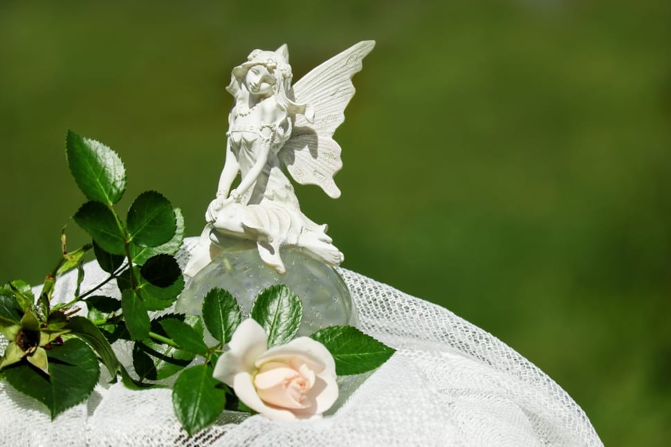 woman with wings white ceramic figurines preview