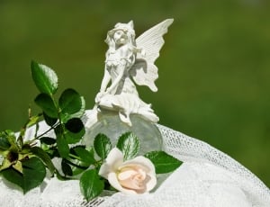 woman with wings white ceramic figurines thumbnail