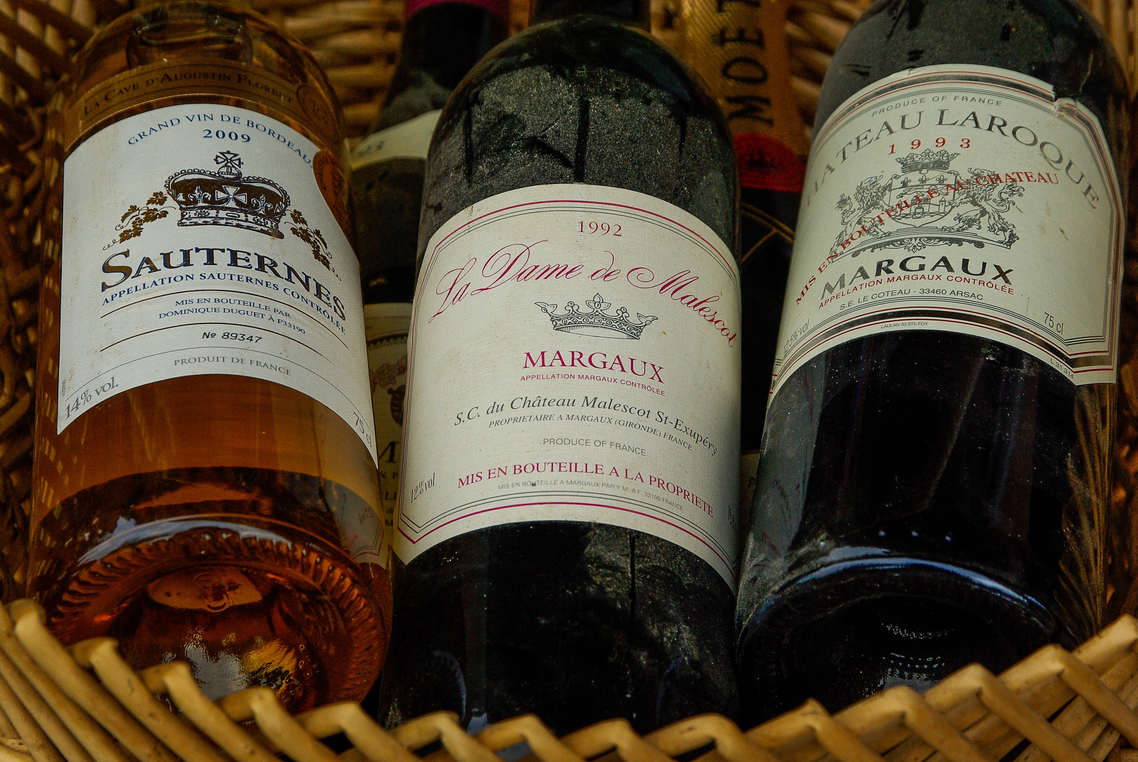 Margaux, Sauternes, France, Bordeaux, bottle, indoors