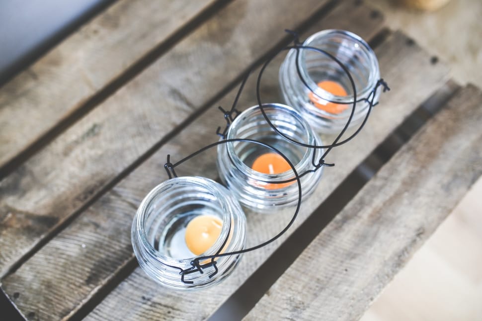 three clear glass candle holders preview
