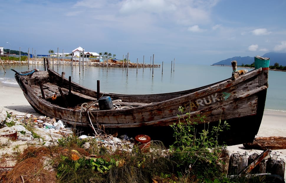 Old fishing boat, Langkawi, abandoned, wooden boat preview