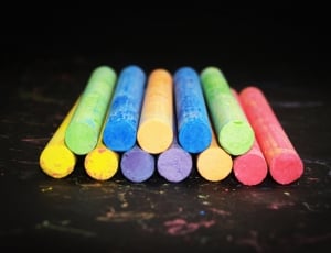 assorted colors of chalks on wood thumbnail