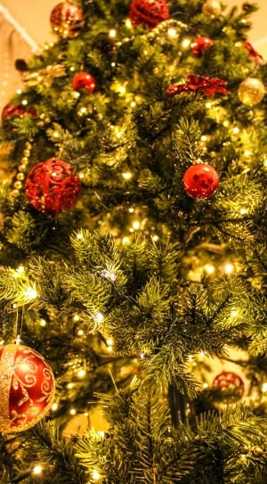 christmas tree with red baubles thumbnail