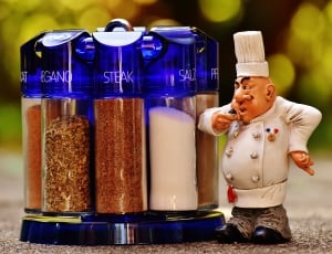clear glass blue condiment shakers thumbnail
