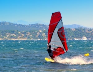 Windsurf, Aquatics, Windsurfer, motion, red thumbnail