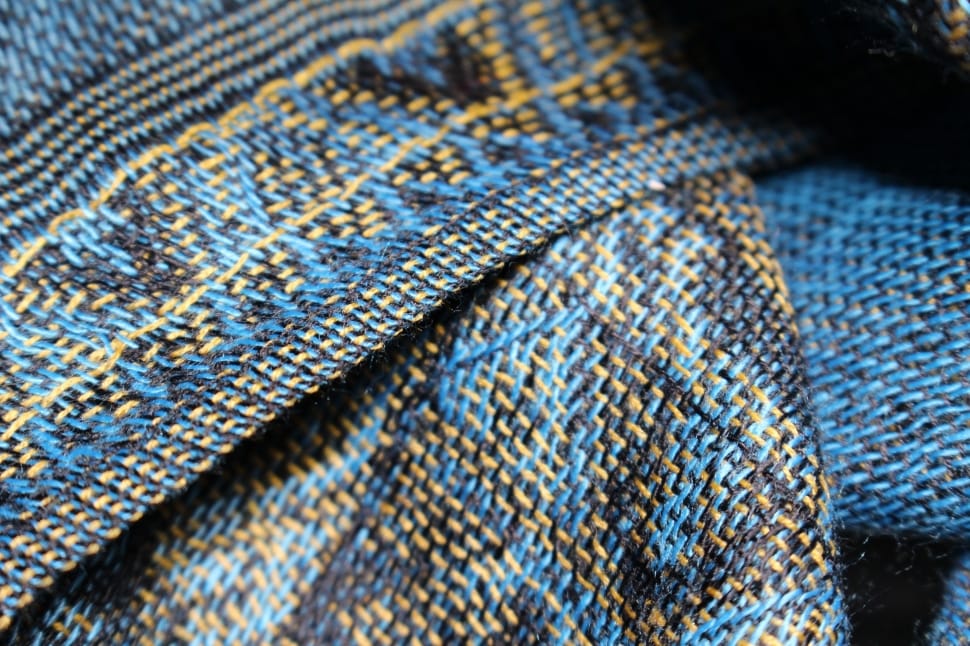 blue and yellow knitted textile preview