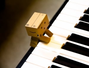 brown cardboard box human form on piano thumbnail