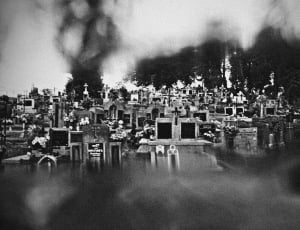 gray scale photo of cemetery thumbnail