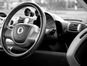 black and white steering wheel thumbnail