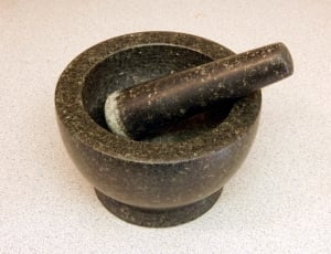 gray stone mortar and pestle thumbnail