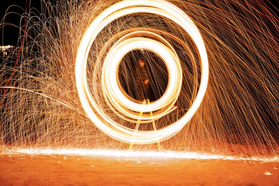 timelaps photography of burning steel wool preview