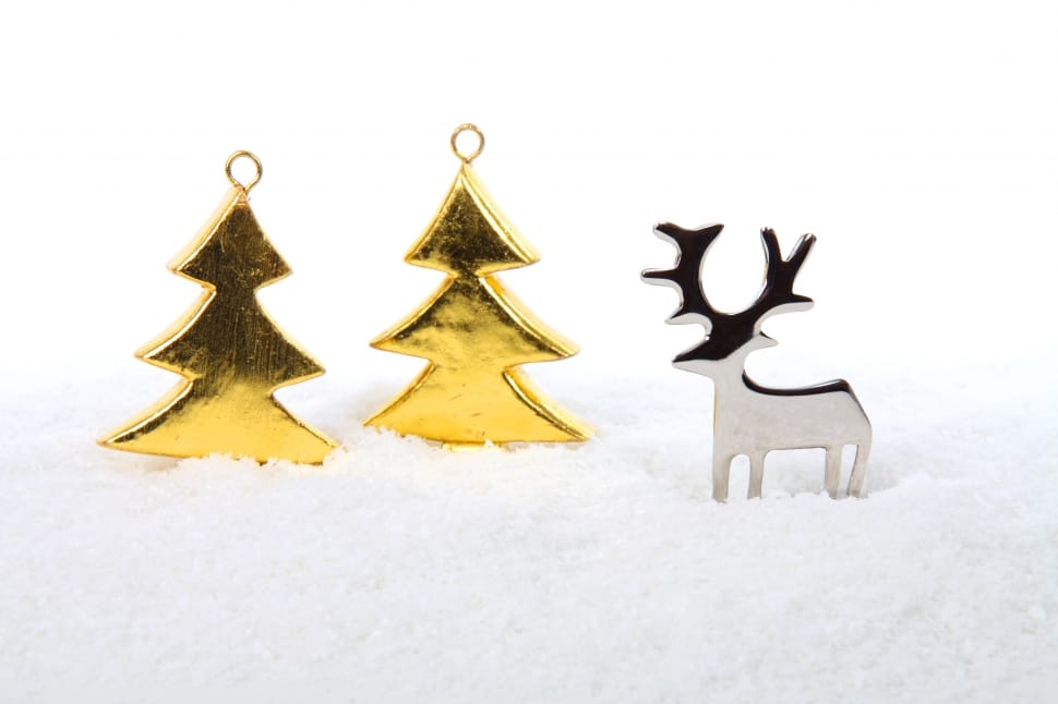 3 gold and silver christmas tree and deer baubles preview