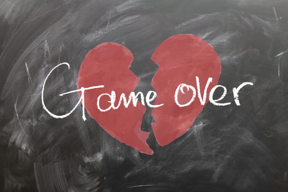 red broken heart game over graphic preview