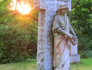 Sun, Cemetery, Cross, Angel, Stonework, tree, outdoors thumbnail