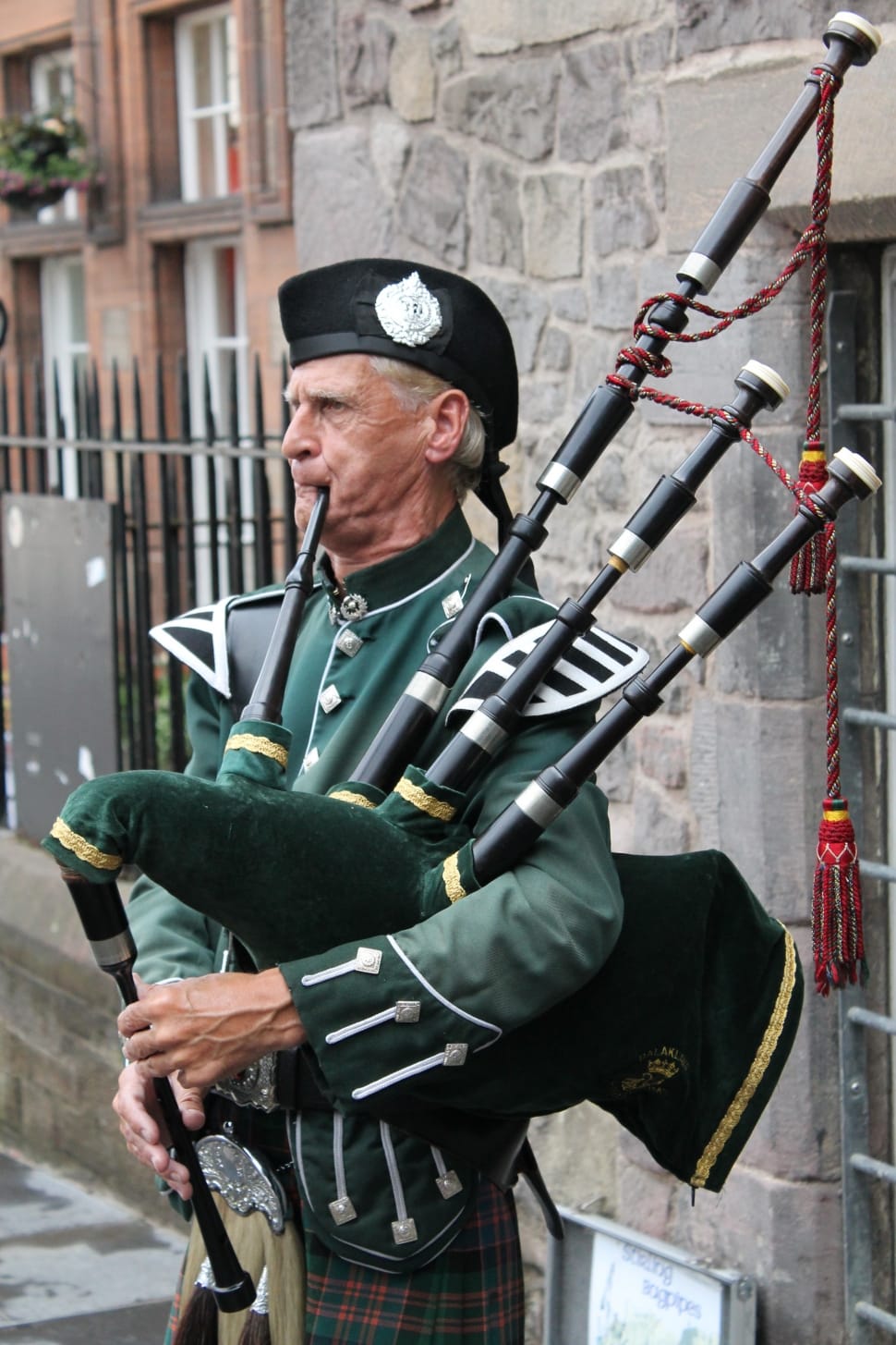 green and black bagpipe preview