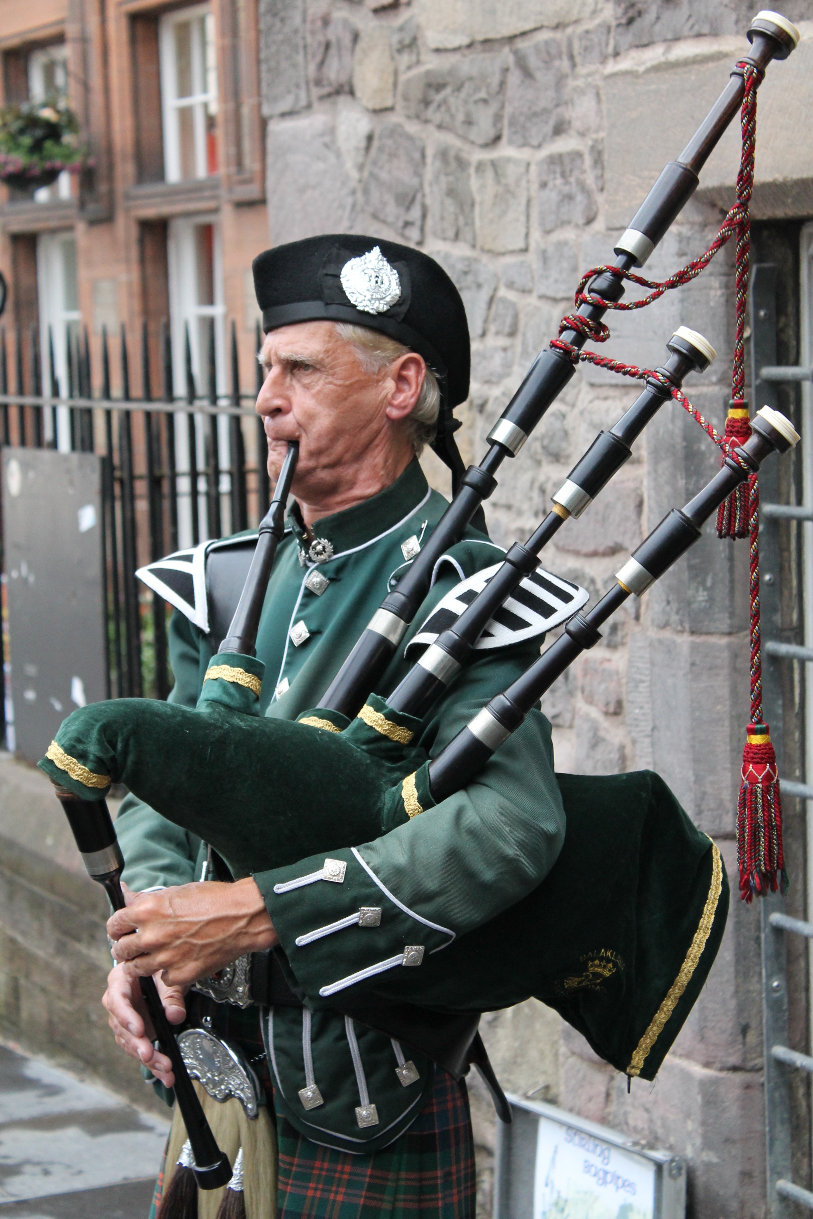 green and black bagpipe