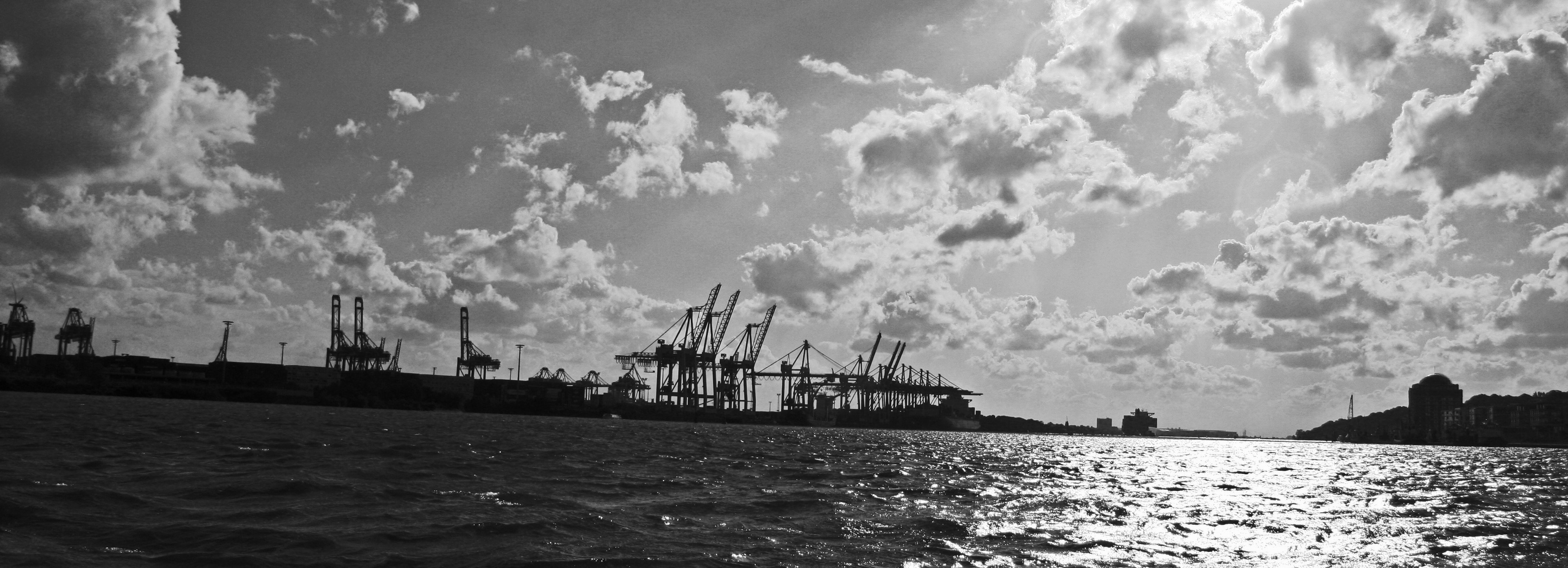 Hamburg Port, Harbour Cranes, Elbe, cloud - sky, water