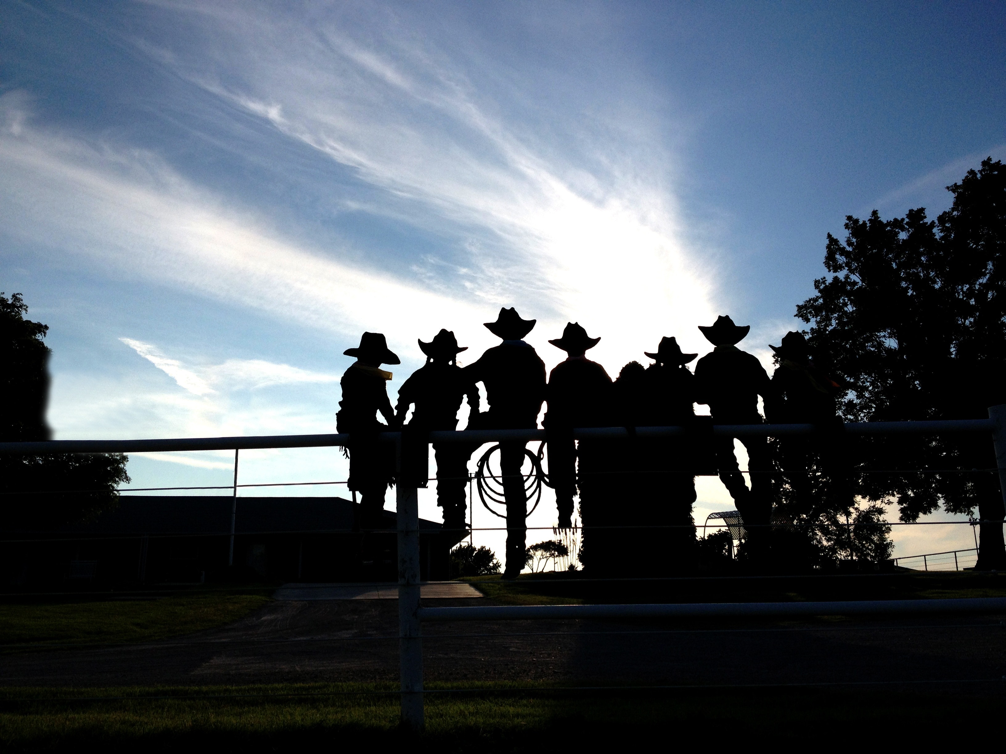 Country, Hat, Cowboys, Fence, Cowgirls, silhouette, people