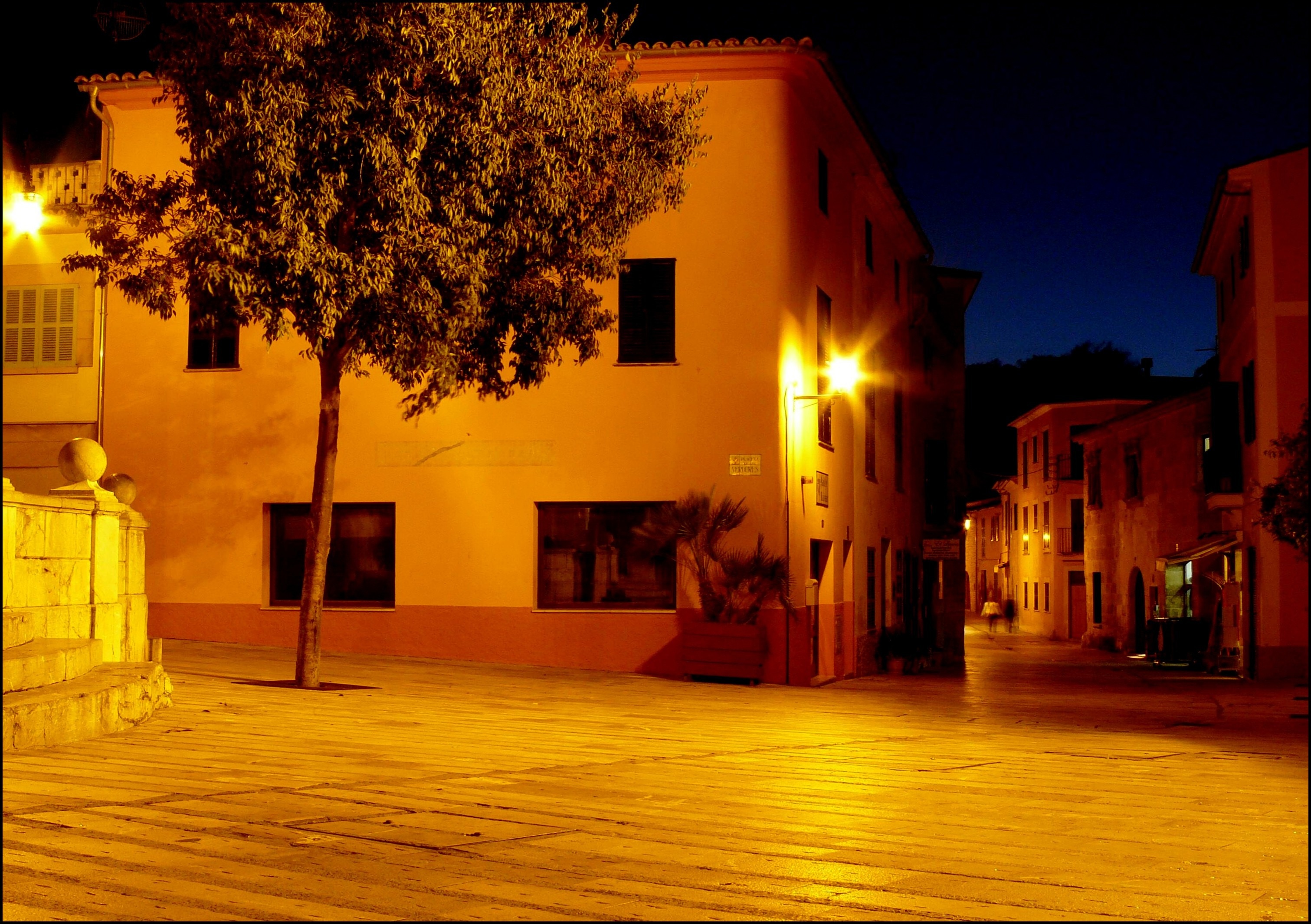 Village, Spain, Building, Homes, Home, night, illuminated