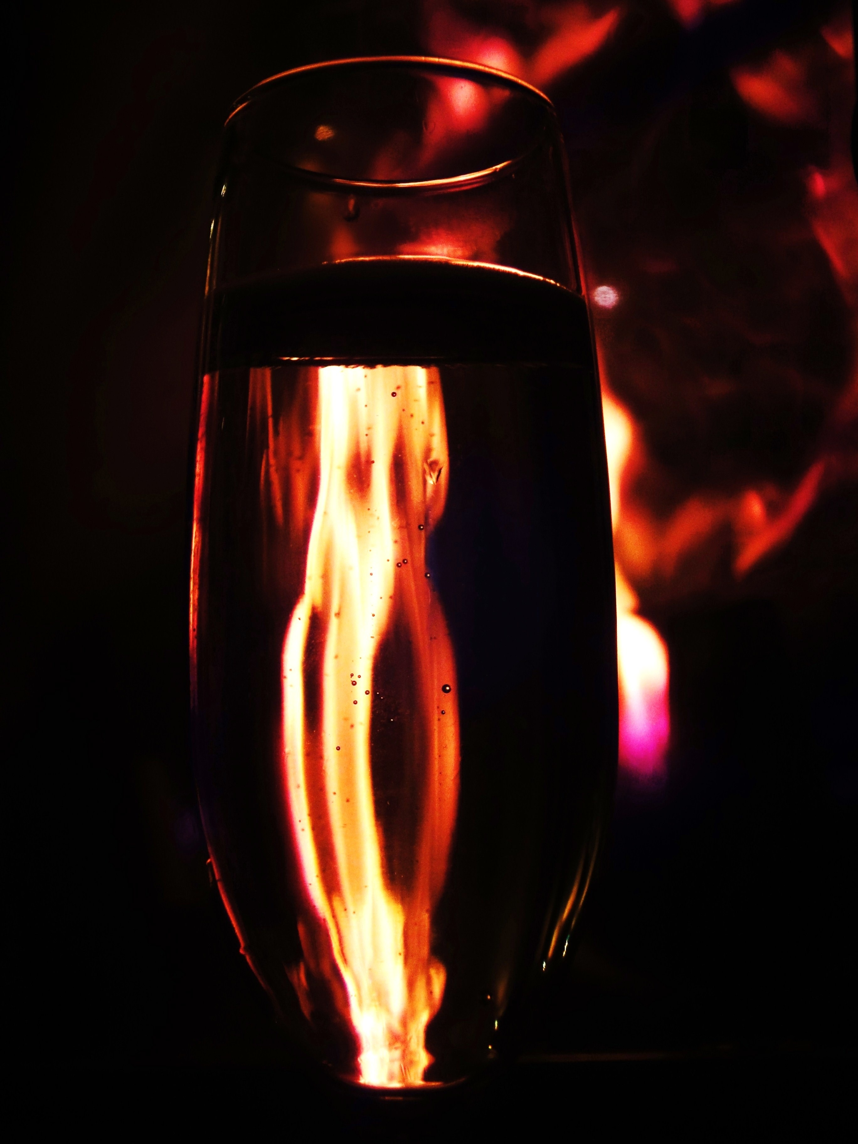 Glass, Fire, Flame, Fireplace, Wine, heat - temperature, flame