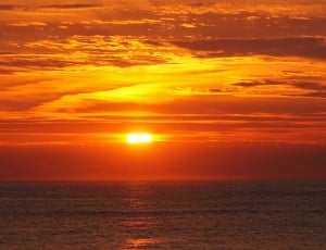 blue sea during sunset thumbnail