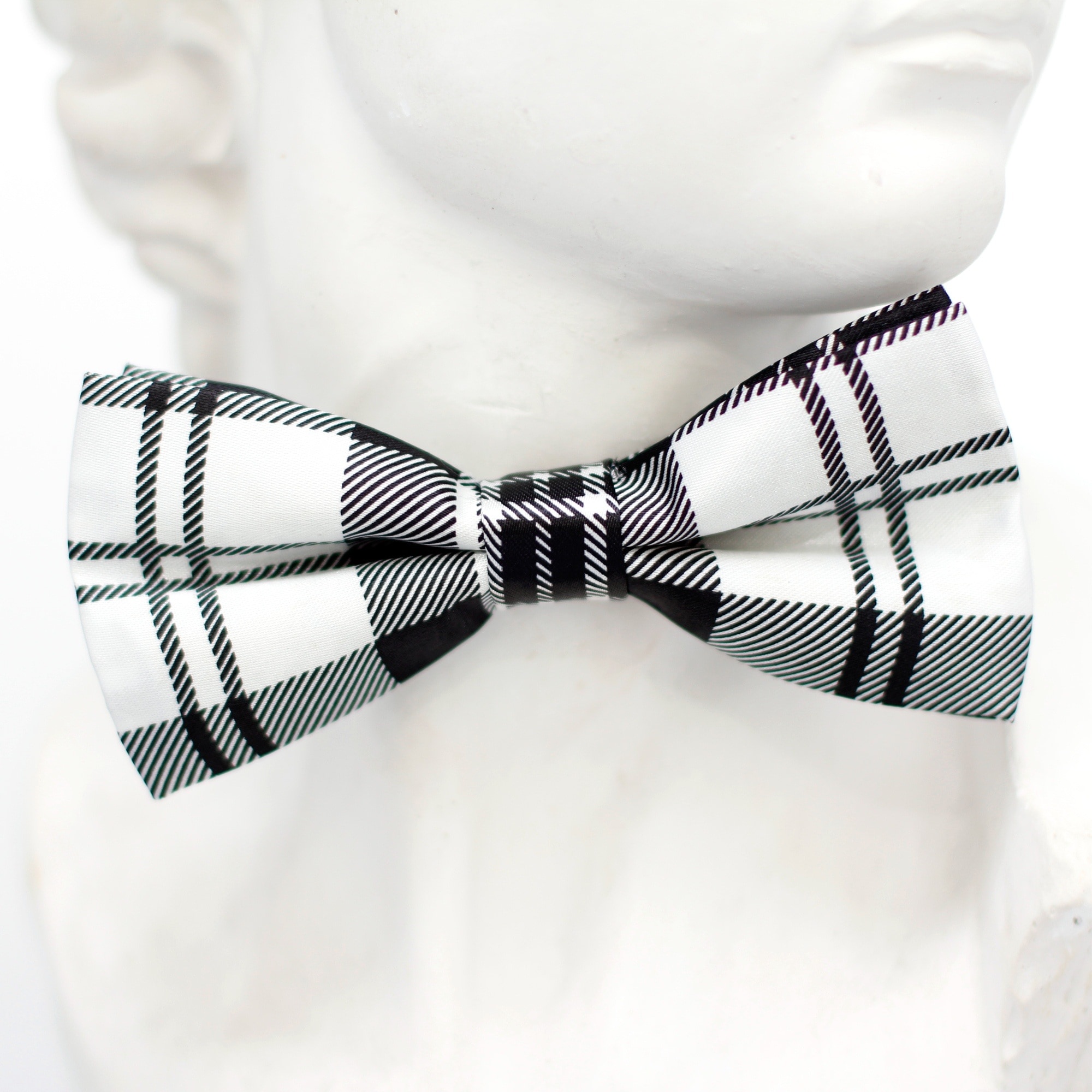 white and black bowtie