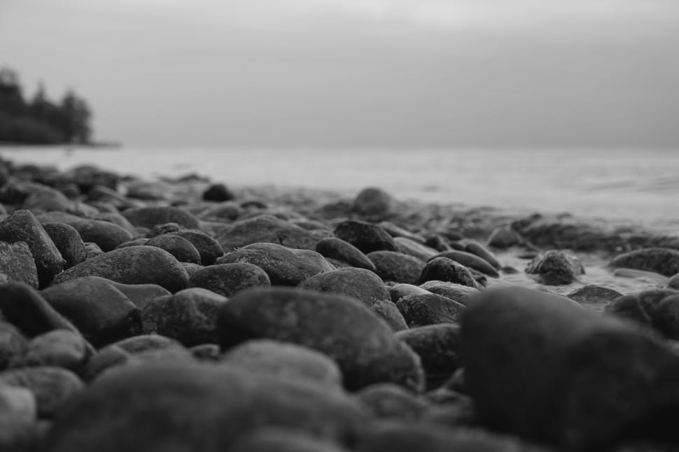 greyscale photos of rocks preview